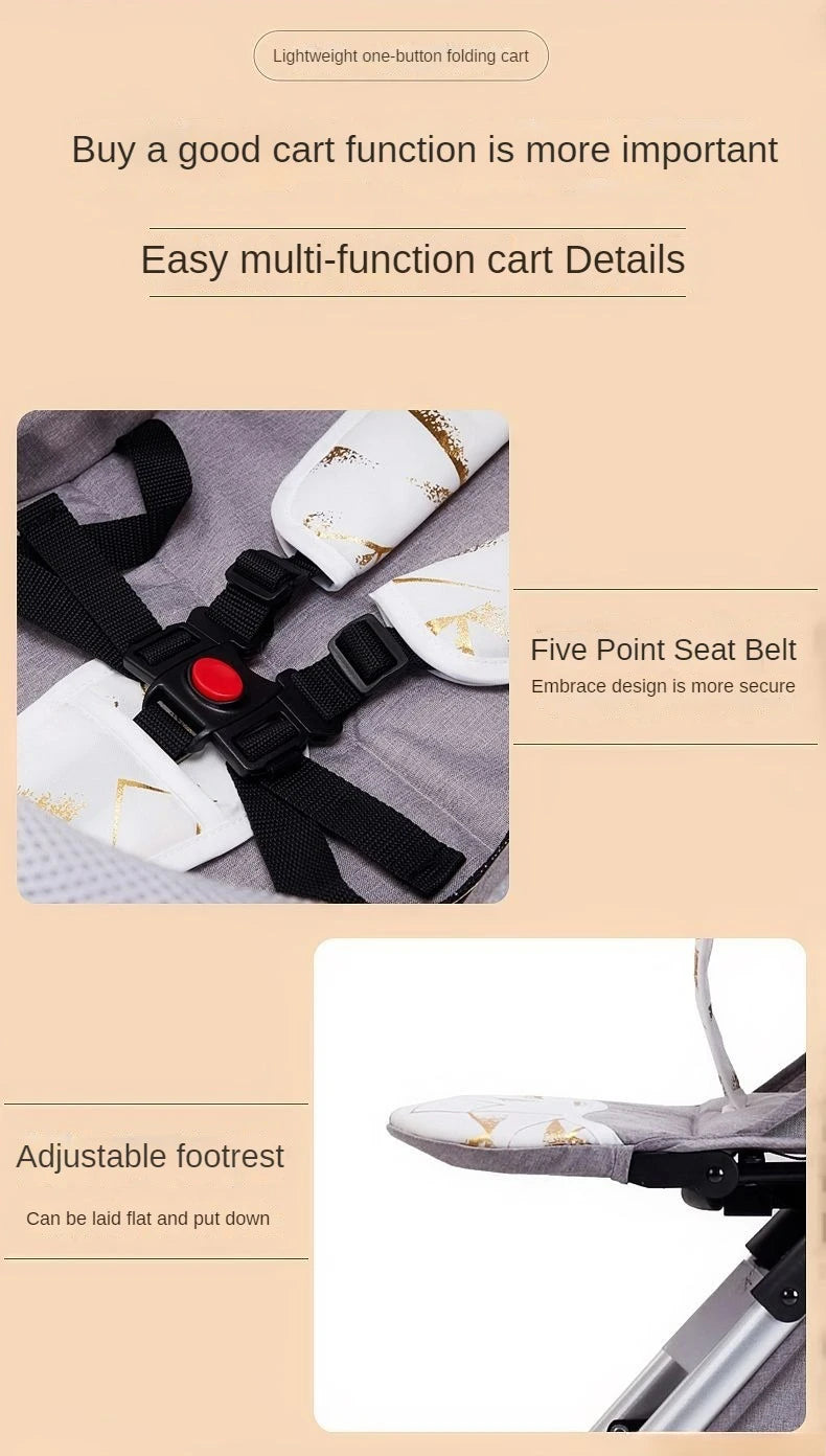 Two-way Lightweight High-view Baby Stroller