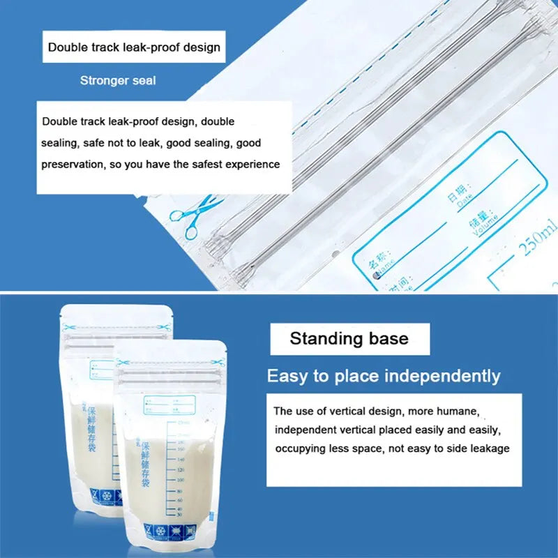 30pcs 250ml Breastmilk Storage Bags