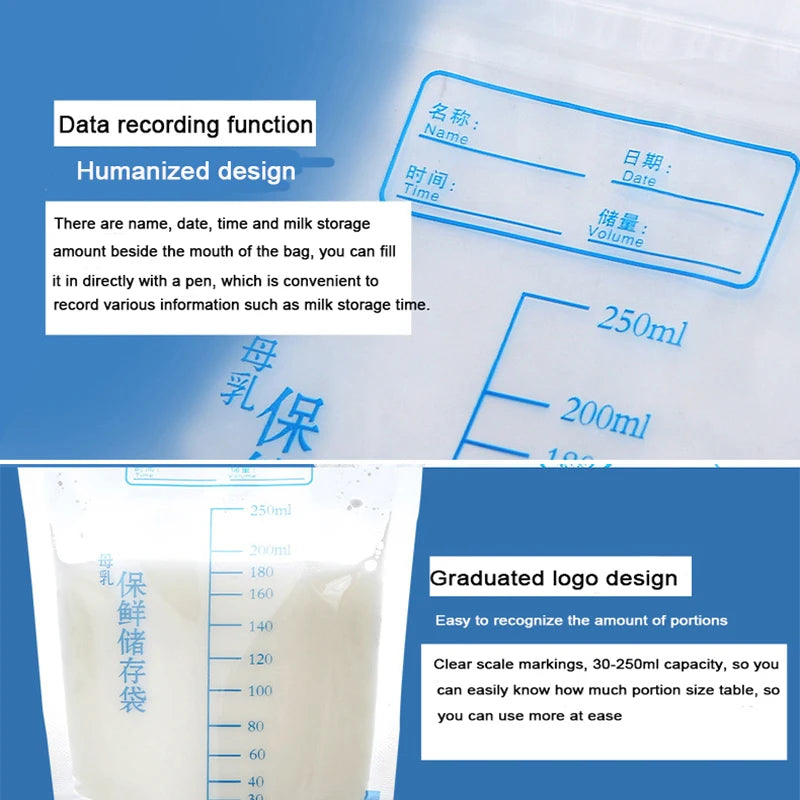 30pcs 250ml Breastmilk Storage Bags